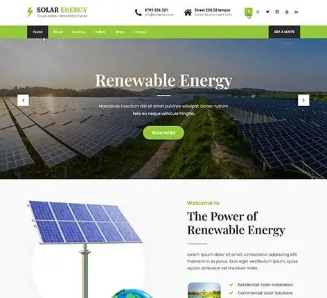 Green Energy WordPress Theme | Solar Energy WordPress Theme 