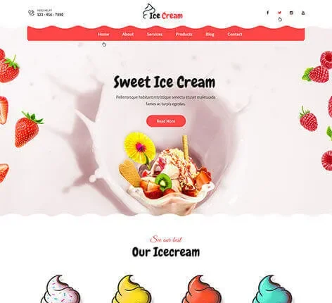 Ice Cream Parlor WordPress Theme