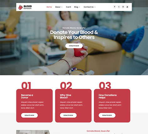Best Blood Donation Management WordPress Theme for NGOs, Blood Banks & Charity Organisations