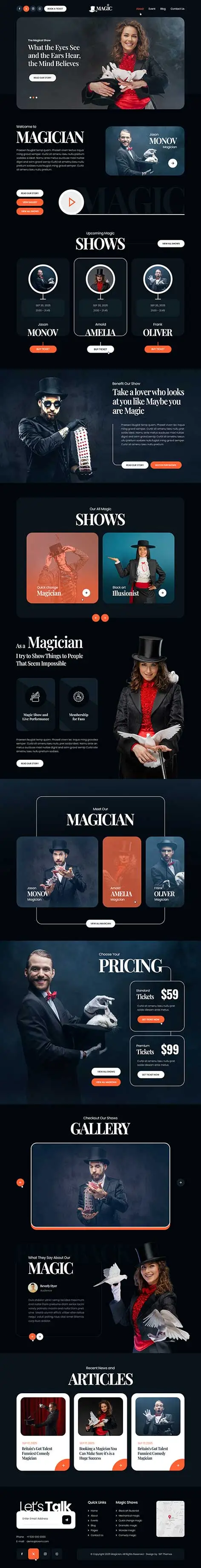 Magic & Illusionists WordPress Theme